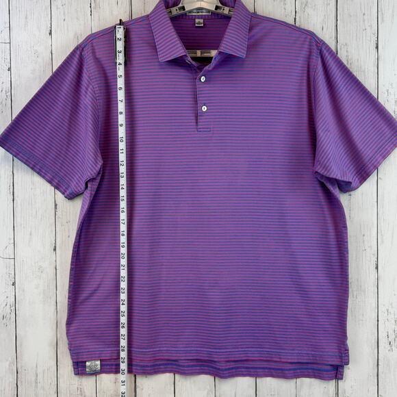Peter Millar Purple/Blue Cotton Stripe Pilot Mill Halifax Polo Men’s Size XL - Picture 10 of 12
